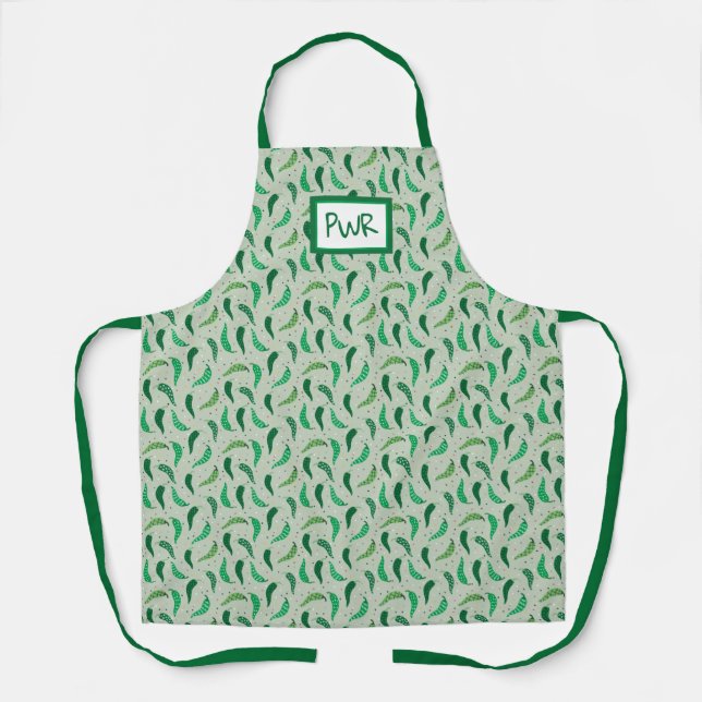 Tablier Mouchoirs chiliens mignons sur vert (Recto)