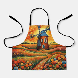 Tablier Moulin au coucher du soleil 1