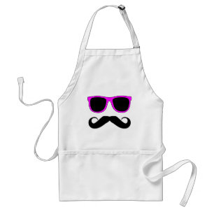 Tablier Moustache rose en verre rétro