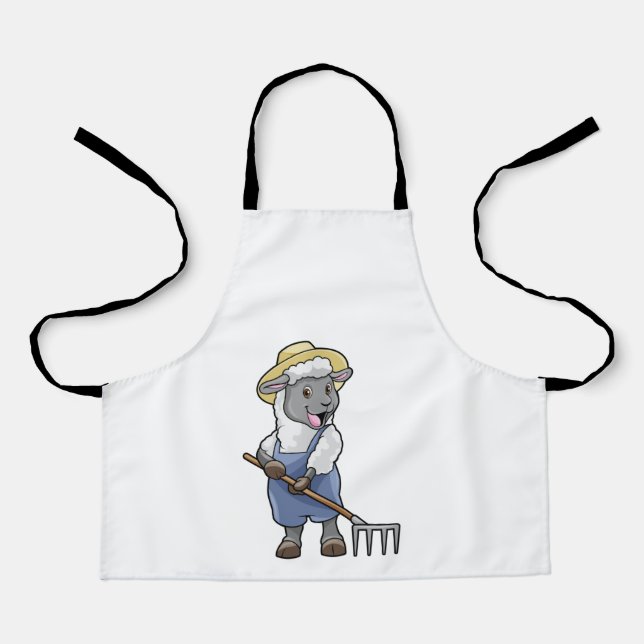 Tablier Moutons fermiers avec gâteau et Casquette (Recto)