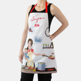Tablier Moyen d'impression tout-en-un Super Maman
