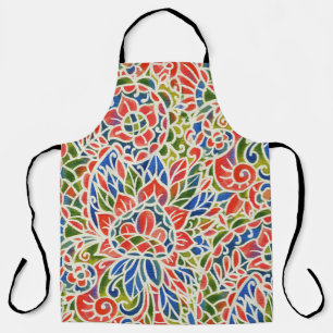 Tablier Multicolore Paisley Imprimer Motif Batik
