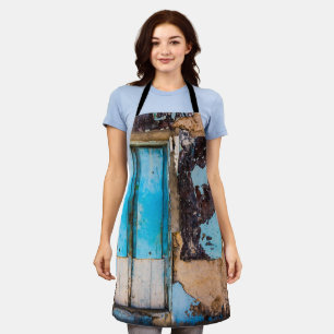 Tablier Mur bleu et porte