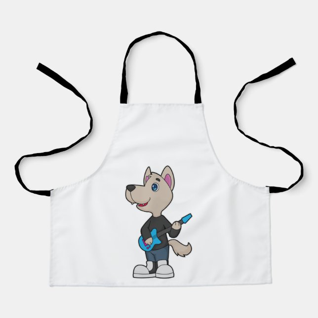 Tablier Musique de guitare musicienne de chien (Recto)