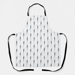 Tablier Musique Motif Melting Treble Clef noir et blanc
