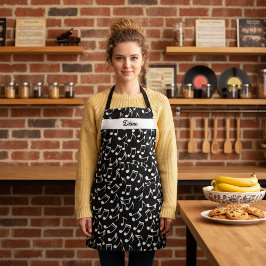 Tablier Musique noire et blanche personnalisée