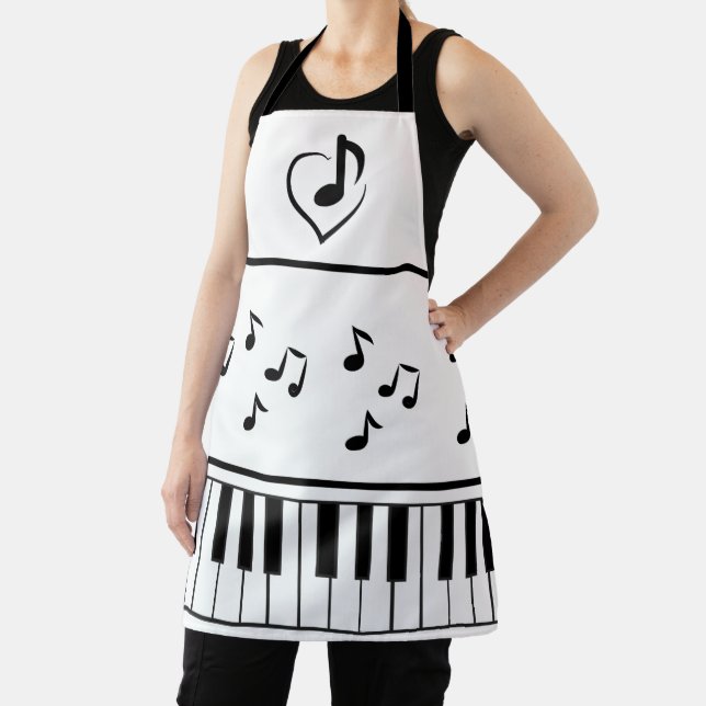 Tablier Musique note piano clavier noir et blanc (Insitu)
