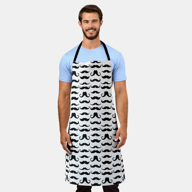Tablier Mustache Motif Amusant Noir Et Blanc (Porté)