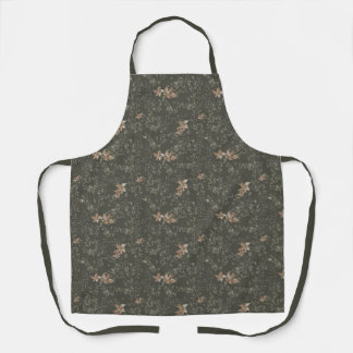 Tablier Muted Poinsetta Olive All-Over Print Apron