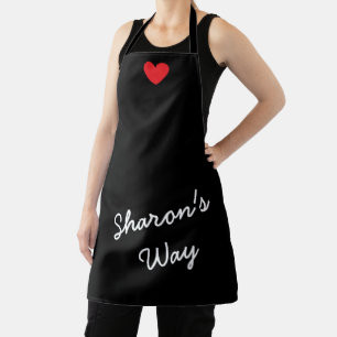 Tablier My Way : Noir & Blanc avec Coeur -