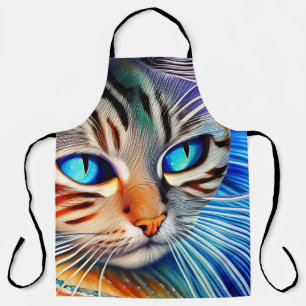 Tablier Mystérieux Chat Bleu Océan Vague Surréalisme