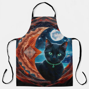 Tablier Mystical Black Cat Celestial Mandala