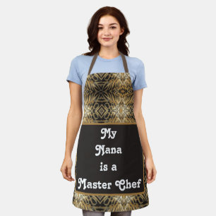 Tablier Nana Master Chef Elegant Brown Gold Grandma