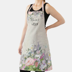 Tablier Nanas Garden Papillon mauve flou peint