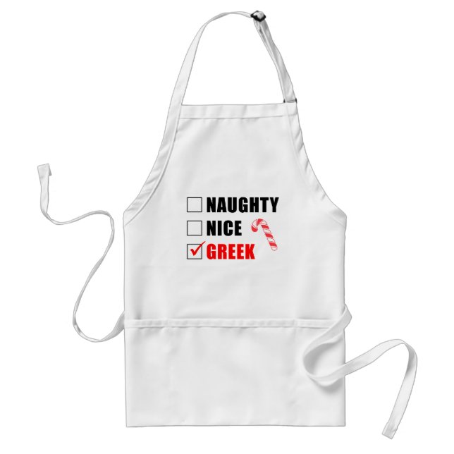 Tablier Naughty Nice Grec Design de Noël Adulte Apron (Devant)