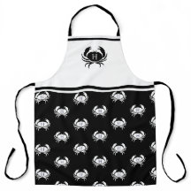 Tablier nautique Monogramme de crabe noir et blanc