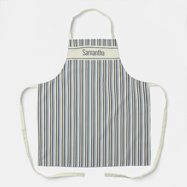 Tablier Navy And Cream Monochrome Striped Pattern  (Recto)