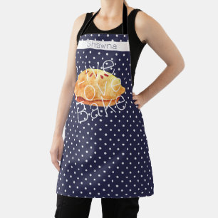 Tablier Navy Blanc pois Conception Personnalisée Live Love