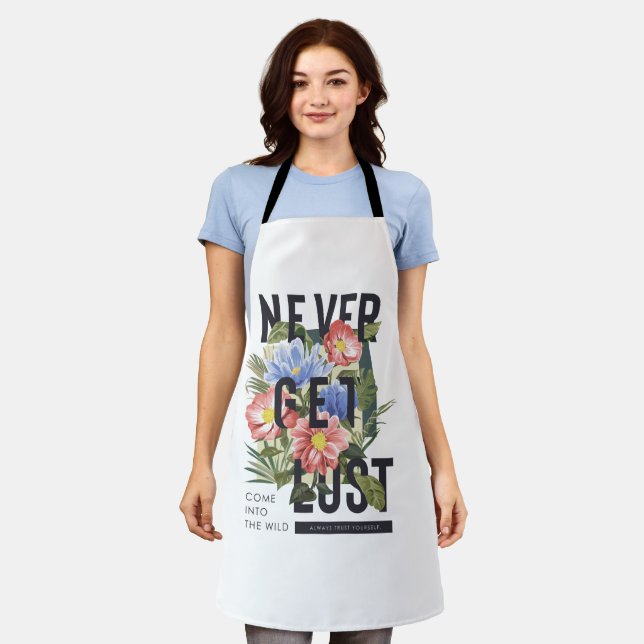 Tablier Ne jamais perdre le slogan floral (Porté)