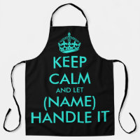 néon cool bleu et noir garder calme barbecue apron