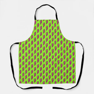 Tablier Neon Green & Pink Lightning Motif des années 80/90