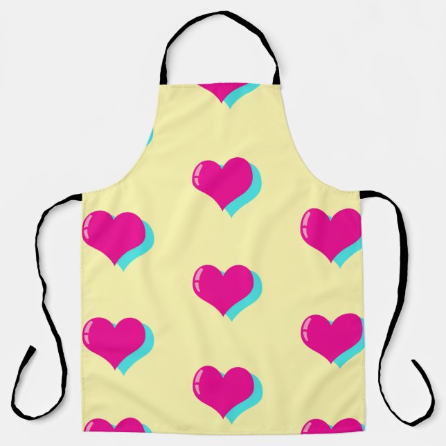 Tablier Neon Love Retro Vaporwave Hearts Fun (Recto)