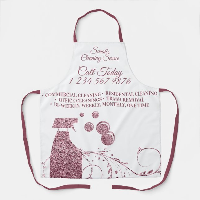 Tablier Nettoyage Maid Janitorial simple spray rose (Recto)