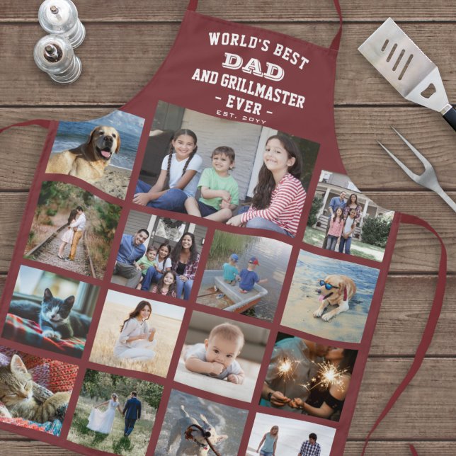 Tablier N'Importe Quel Texte Photo Collage Meilleur Papa G (Créateur téléchargé)