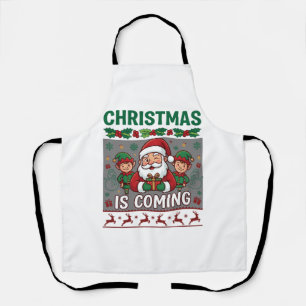 Tablier Noël arrive Père Noël Elfes Renne