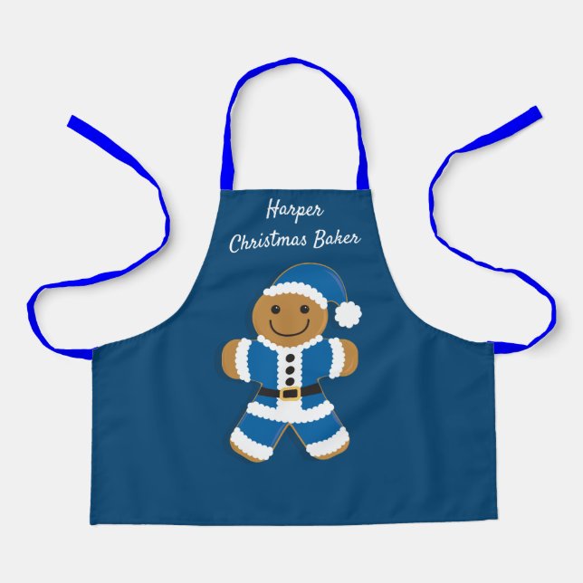 Tablier Noël Baker Nom Blue Père Noël Gingpain Homme (Recto)