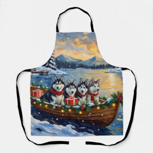 Tablier Noël Bateau Malamute d'Alaska Vacances