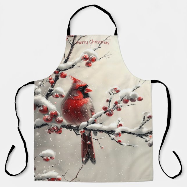 Tablier Noël Cardinal Rouge (Recto)
