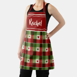 Tablier Noël Coeurs Plaid Festive