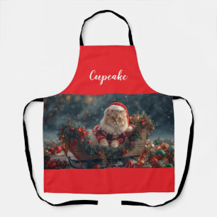Tablier Noël de chat persan mignon Personnalisé