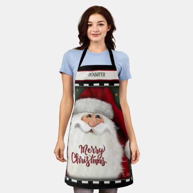 Tablier Noël de Noël personnalisé Joyeux Noël de Père Noël (Porté)