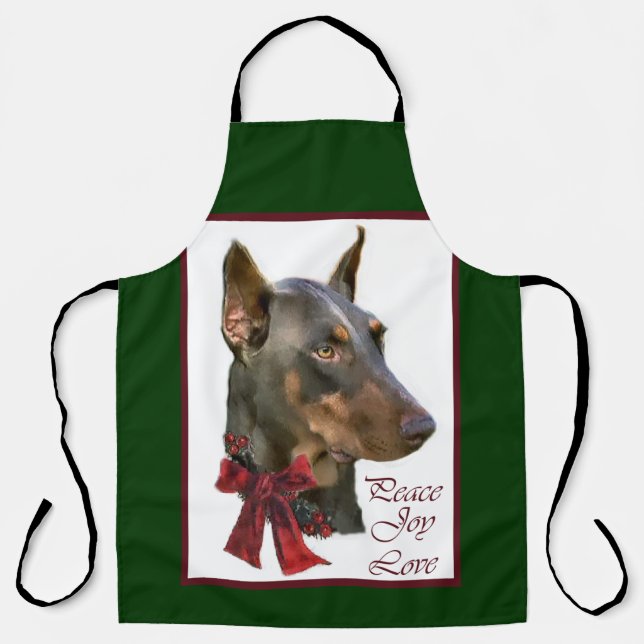 Tablier Noël Doberman Pinscher (Recto)