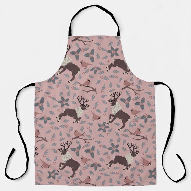 Tablier Noël du cardinal et du renne (Recto)