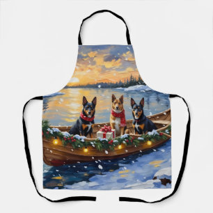 Tablier Noël en bateau avec un Malinois belge