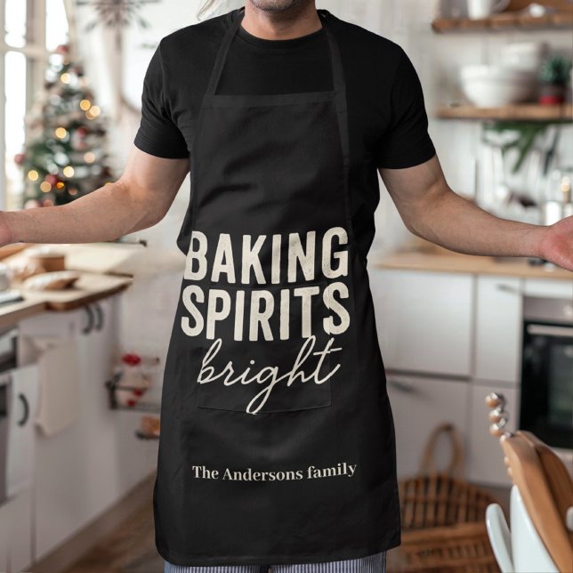 Tablier Noël en noir « Baking Spirits Bright » (Créateur téléchargé)