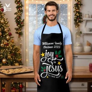 Tablier Noël Famille JOIE EN JÉSUS Christique personnalisé