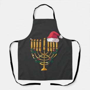 Tablier Noël Hanukkah Juif Père Noël Menorah 