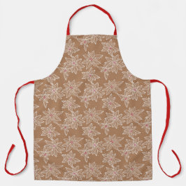 Tablier Noël moderne - cacao et poinsettias floral