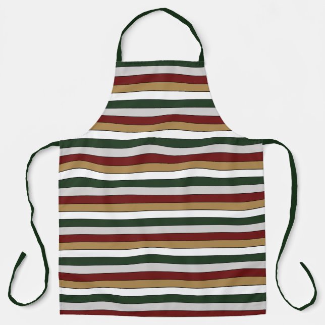 Tablier Noël Or Vert Rouge Argent Et Blancs (Recto)