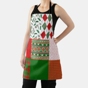 Tablier Noël Patchwork Motif rouge et vert