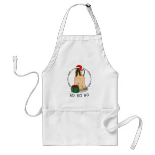 Tablier Noël Père Noël Chapeau Afghan Hound Chien Fawn mig