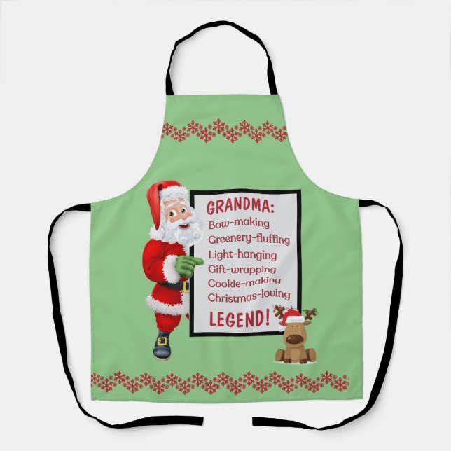 Tablier Noël personnalisé Père Noël Reindeer (Recto)