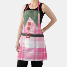 Tablier Noël Pink Elf Plaid