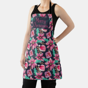 Tablier Noël Poinsettia Santa Hat Apron
