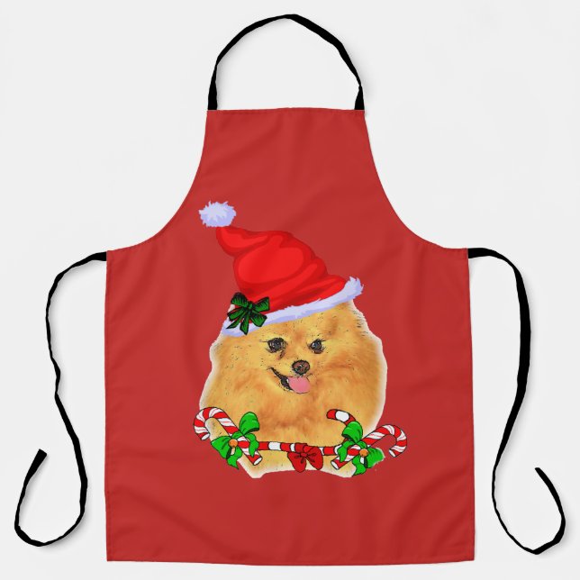 Tablier Noël Poméranien de Cute Père Noël (Recto)