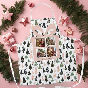 Tablier Noël rose moderne personnalisé